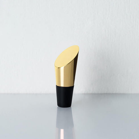Viski Heavyweight Stainless Steel Wine Bottle Stopper - Gold Finish with Soft Touch Silicone Base, Set of 1