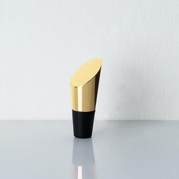 Viski Heavyweight Stainless Steel Wine Bottle Stopper - Gold Finish with Soft Touch Silicone Base, Set of 1
