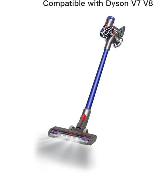 Upgraded Hardwood Floor Vacuum Attachments with Headlights for Dyson V7V8, Replacement Parts Motorhead, Soft Roller