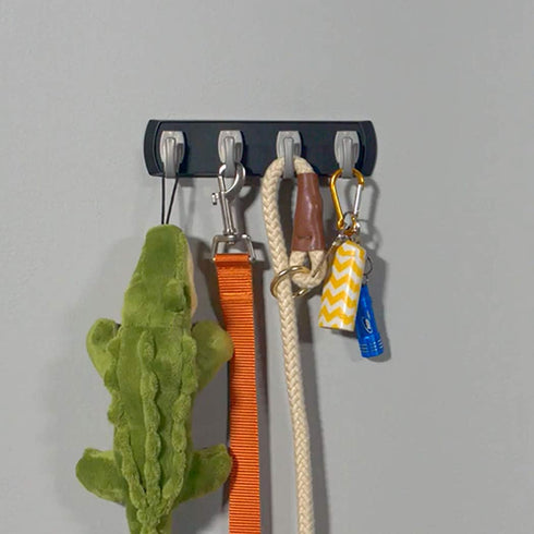 HIGH & MIGHTY 515306 Key Rail Organizer Hook Rail, Easy Tool-Free Dry Wall Installation, Small, Black & Silver