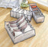 3 Set Underwear Organizer, Foldable Bra Underwear Drawer Divider Bins for Socks, Ties, Bras, Gray Storage Compartment