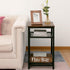 2-Tier Side Table with Mesh Shelves, Open Shelves Small End Table, Industrial Wood Look Night Stand with Metal Frame