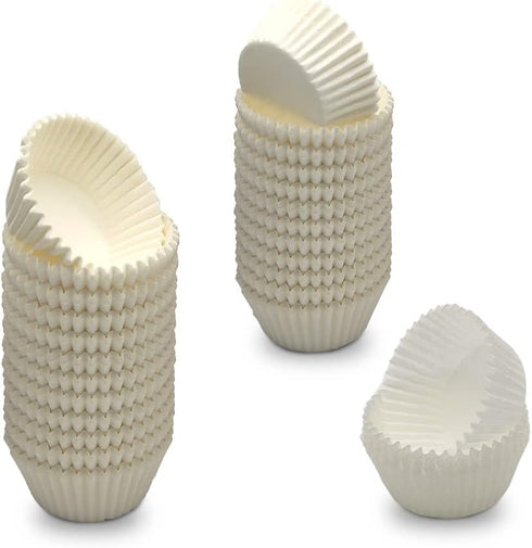 Food Grade Mini Cupcake Liners - 500-Count White Greaseproof Paper Muffin Baking Cups