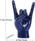 7.7" QIANLING Blue Resin Rock On Hand Gesture Statue - Rock Culture Music Lovers' Decorative Tabletop Sculpture