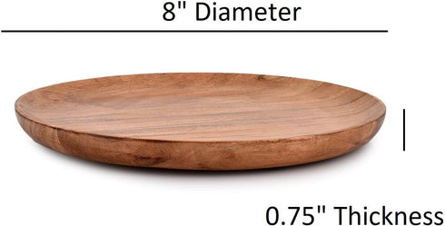 Samhita Set 4 (8" 8" 0.75") Acacia Wood Round Platters of for Ottoman or Side Table, Charcuterie Board or Cheese