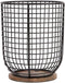 MosJos Extra Large Black Utensil Holder 7.2 x 6.2 with Wooden Base - Farmhouse Kitchen Countertop Organizer for Cooking