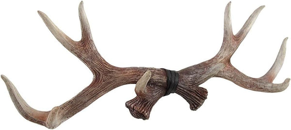 Zeckos 17 Inch Decorative Lifelike Deer Antler Rack Wall Hook for Hunting Cabin