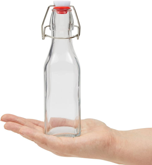 6 Pack 8 oz Juvale Swing Top Glass Bottles with Stoppers, Cleaning Brush - Hot Sauce Bottles for Vanilla Extract