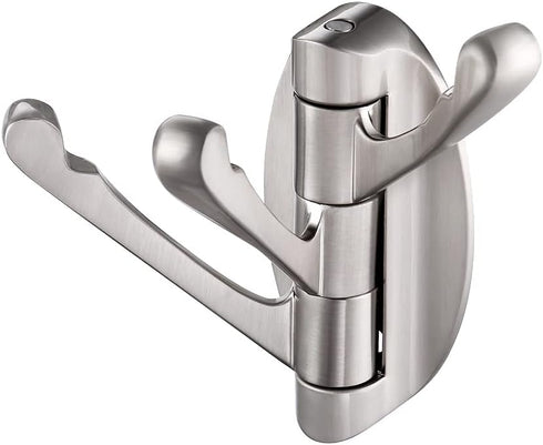KES Solid Metal Swivel Hook - Heavy Duty Folding Swing Arm Triple Coat Hook, Brushed Nickel, A5060-2