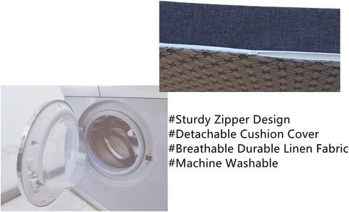 Personalized Blue Grey Farmhouse Storage Bench with Cushion