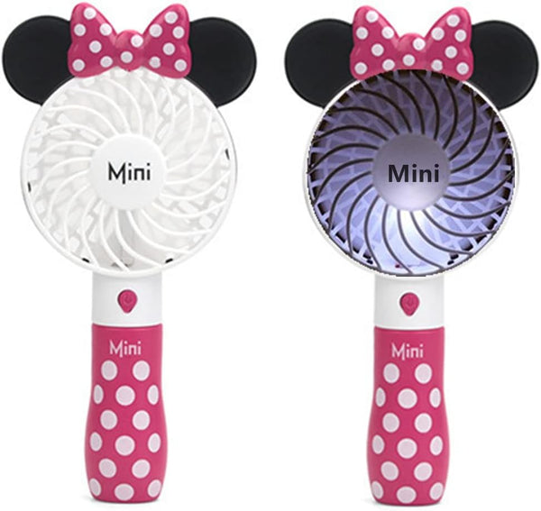 Kbinter Cute Personal Mini Fan, Handheld USB Rechargeable Fan with Colorful LED Light for Indoor or Outdoor Activities