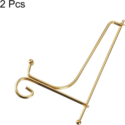 uxcell 2Pcs Iron Plate Stand for Display, 6 Inch Folding Decorative Easel for Photo Picture Frame, Gold