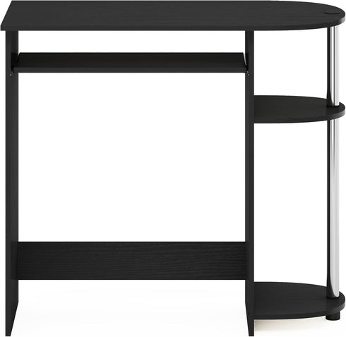 Furinno Simplistic Computer Desk with Keyboard Tray, Easy Assembly, Americano/Stainless Steel
