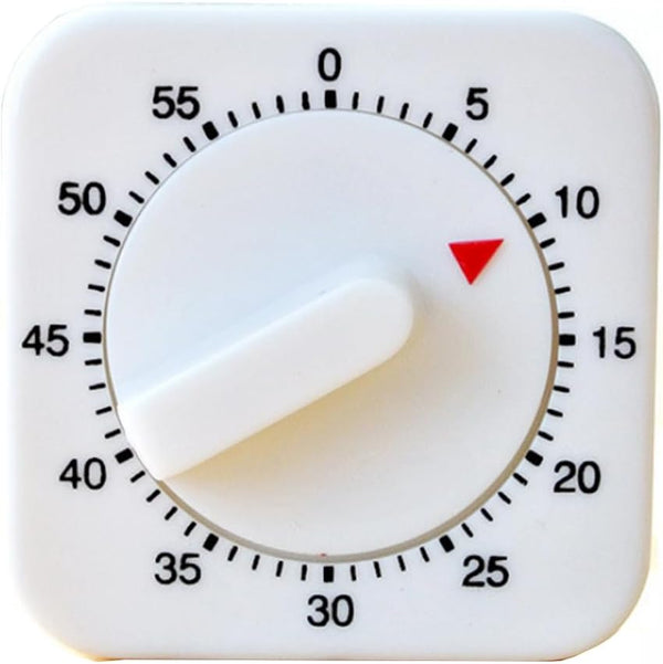 Square 60 Minute Mechanical Kitchen Timer - Visual Cooking Timer Clock with Loud Alarm - Ideal for Baking, Kitchen