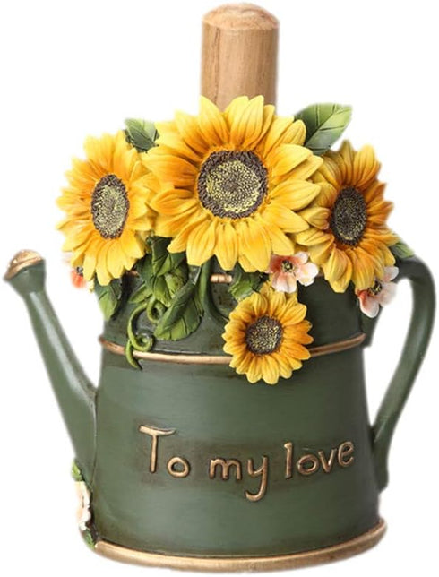 JHNIF Paper Towel Holder with Flower Basket Decoration, Resin Crafts Display for Kitchen