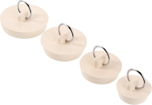 Hestya 4 Pieces Rubber Drain Stopper Set, Bathtub Sink Plug with Hanging Ring for Kitchen and Bathroom