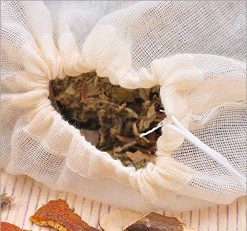 HLLMX 20 PCS Reusable Tea Bag Spice Bags, Unbleached Muslin Bags for Herbs, Tea, Coffee, Cooking