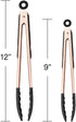 COOK WITH COLOR Stainless Steel Silicone Tipped Kitchen Food BBQ Tongs Set of Two, 9” and 12” for Non-Stick Cookware,