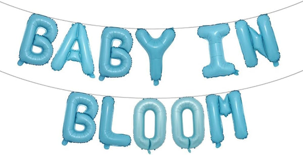 RUIANSI Baby Shower Banner Baby In Bloom Light Blue 16 Inch