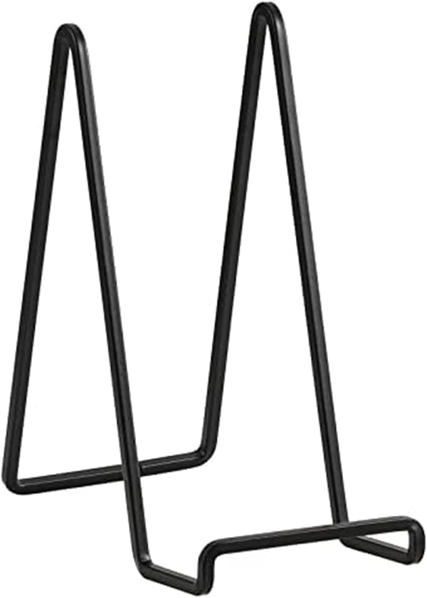 Plate Holder Easel Display Stand, 8 inch Metal Stands for Tabletop Pictures, Black Iron Easels, 2 Pack