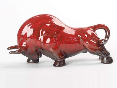 Wall Street Bull Arts Statues, Exquisite Ceramic Fortune Bulls Figurines for Home & Office Tabletop Decor
