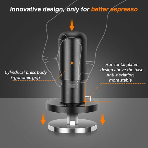 51mm Calibrated Espresso Tamper with Adjustable Pressure Feature, Anodized Aluminum Handle and Stainless Steel Base