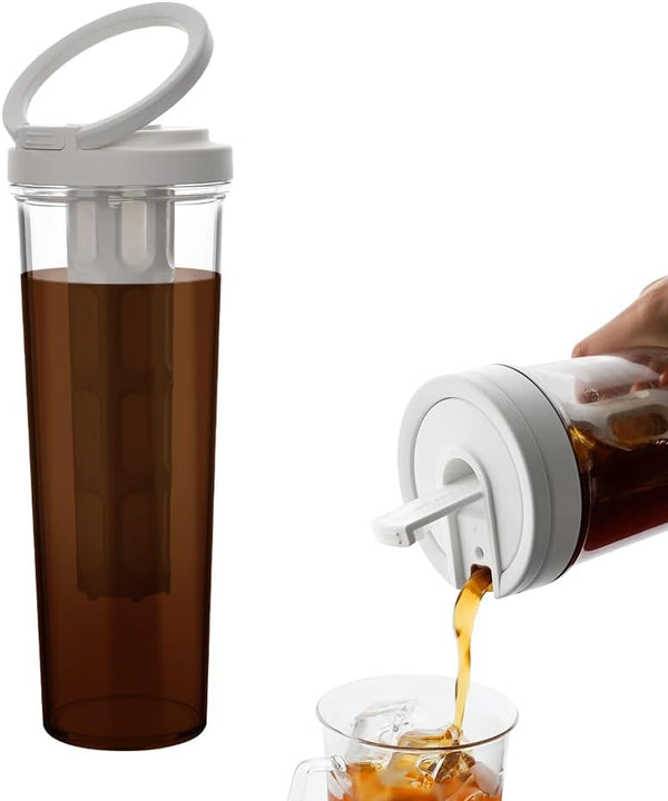 Portable Cold Brew Coffee Maker, 34oz Iced Coffee Maker with Leak-Proof Removable Fine Mesh Filter for Camping