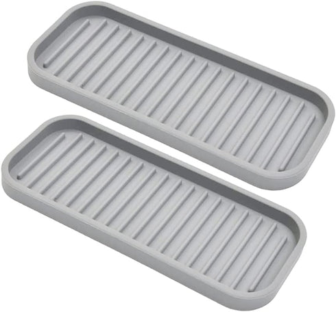 Silicone Sponge Holder 2 Pack, Waterproof Dish Soap Tray for Kitchen Sink, Multipurpose Organizer for Soap Dispenser