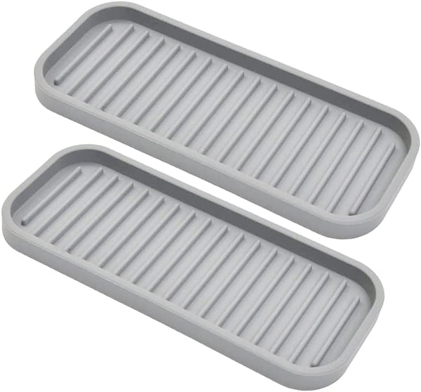 Silicone Sponge Holder 2 Pack, Waterproof Dish Soap Tray for Kitchen Sink, Multipurpose Organizer for Soap Dispenser