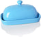 Sweejar Ceramic Butter Dish with Lid for Countertop, Porcelain Butter Keeper for East/West Coast Butter (Steel Blue)