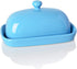 Sweejar Ceramic Butter Dish with Lid for Countertop, Porcelain Butter Keeper for East/West Coast Butter (Steel Blue)