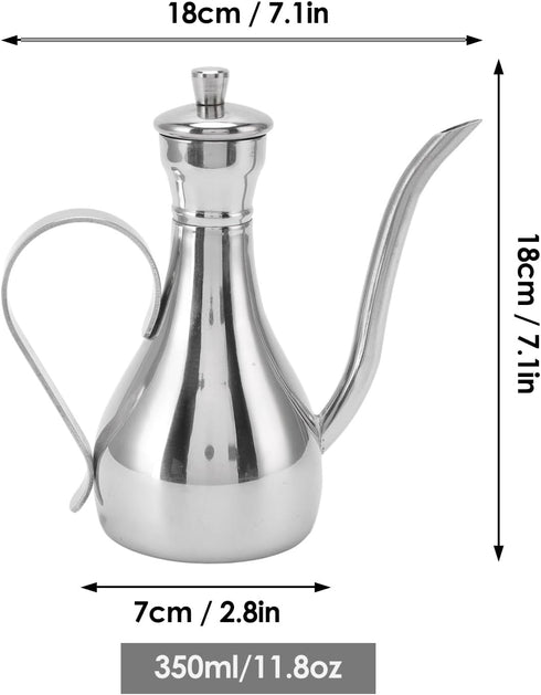 11oz/350ml Stainless Steel Oil Dispenser Bottle, Non Drip Leak Proof Pouring Pot for Olive Oil, Vinegar, Soy Sauce