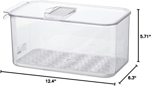SANNO Vegetable Fruit Containers, Fridge Organizer Bins with Vented Lids and Drain Tray for Kitchen, Pantry, Freezer
