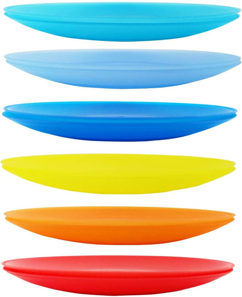 AOYITE 10 inch Plastic Plates Set of 12 - Reusable Lightweight Flat Dinner Plates, BPA Free
