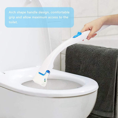 Toilet Brush with Long Handle, Cotton Toilet Scrubber Wand and Replaceable Detergent Head for Home Bathroom Cleaning