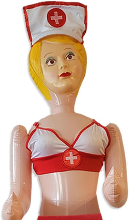 Merrimix - Ginger Inflatable Blow Up Doll with Nurse Costume, Gag Gifts