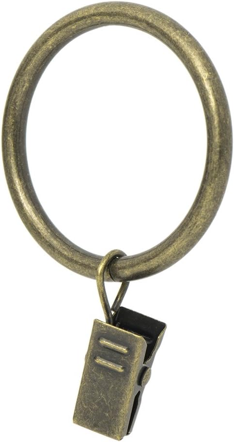 Ivilon Drapery Curtain Clip Rings, Set of 14, Clips Ring for Curtain Panels 1.7", Antique Brass