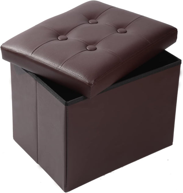 ALASDO Storage Ottoman Footrest Stool Small Ottoman with Storage Foldable Ottoman Leather