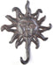 Antiqued Cast Iron Sun Head Single Hook Hanger, Heavy Duty Animal Shaped Coat Hat Hook, Decorative 1 pc