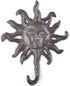Antiqued Cast Iron Sun Head Single Hook Hanger, Heavy Duty Animal Shaped Coat Hat Hook, Decorative 1 pc