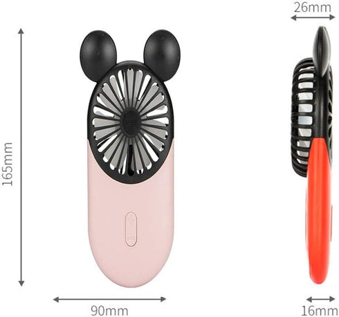 Cute Personal Mini Fan, Handheld & Portable USB Rechargeable Fan with Beautiful LED Light, 3 Adjustable Speeds, Portable Holder, for Indoor Or Outdoor Activities, Cute Mouse 2 Pack (Yellow+Pink) by DECVO