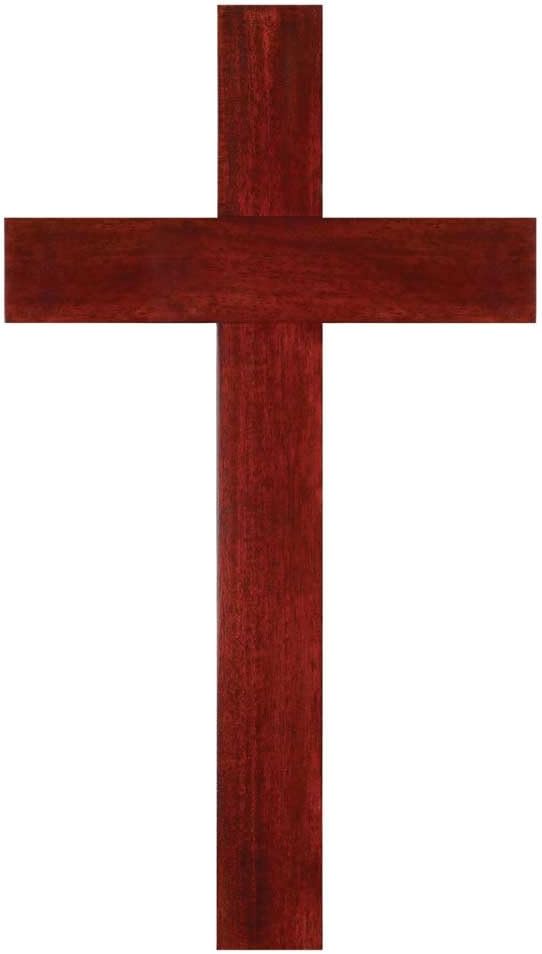 Dicksons 16 Inch Mahogany Wood Decorative Hanging Wall Cross, Woodgrain