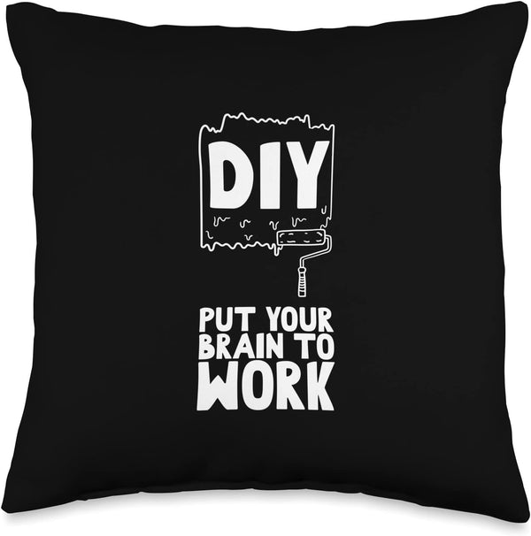 DIY Put Your Brain to Work Throw Pillow, 16x16, Multicolor