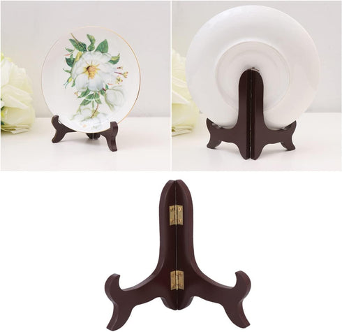 PRETYZOOM 3pcs Wooden Plate Stands for Display: 5 Inches Easel Display Holder, Table Top Easels for Photos