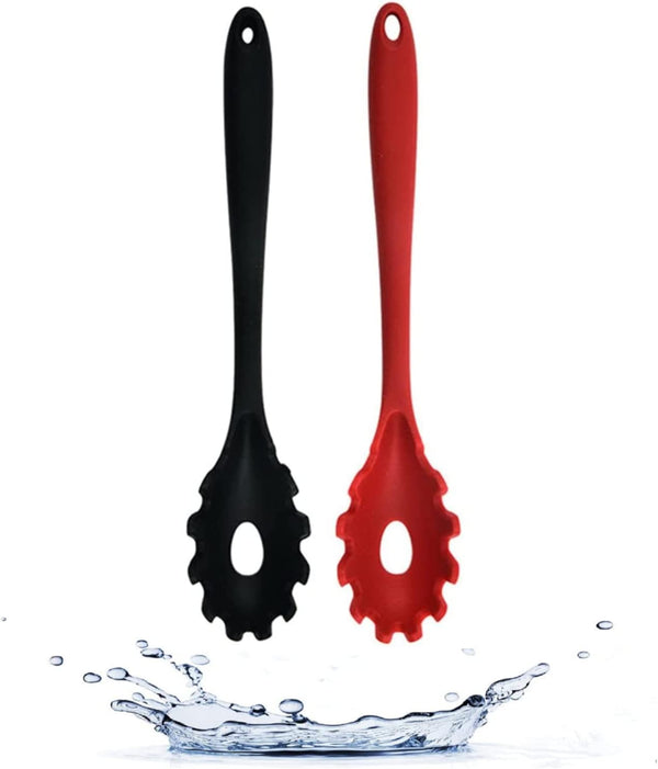 Silicone Pasta Fork, 2-Pack Heat Resistant Spaghetti Server Spoon, BPA Free Noodle Spoon (11.2")