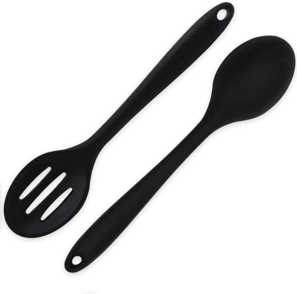 2 Pieces Silicone Nonstick Mixing Spoons, BPA Free, High Heat Resistant, Hygienic Design for Cooking