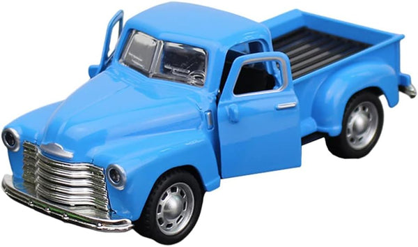 Diecast Model Cars Toy Alloy Stepside Pickup Truck, Vintage Classic Metal Figurine Decoration in Sky-Blue