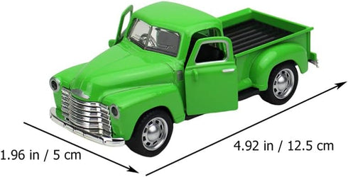 Toyvian Metal Classic Cars Model, Die Cast Old Pickup Truck Figurine, Vintage Collectible Mini Car (Green)