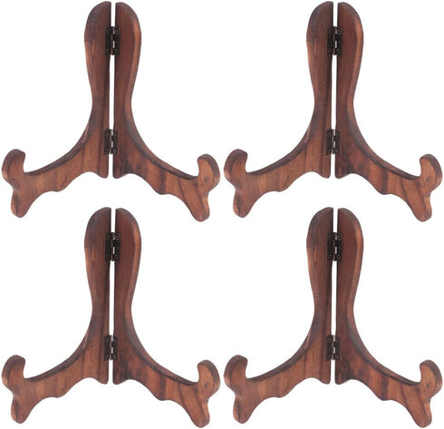 Gatuida 4 Pcs Wooden Display Stand, Plate Holder Easels for Home and Wedding Decorations