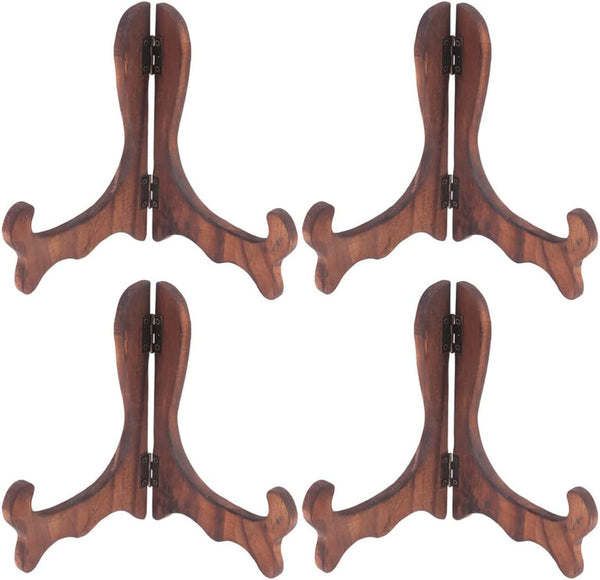 Gatuida 4 Pcs Wooden Display Stand, Plate Holder Easels for Home and Wedding Decorations